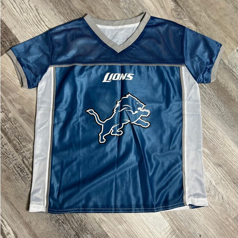 NFL Detroit Lions Youth Large Blue Football Jersey Streetwear Y2K Athleisure